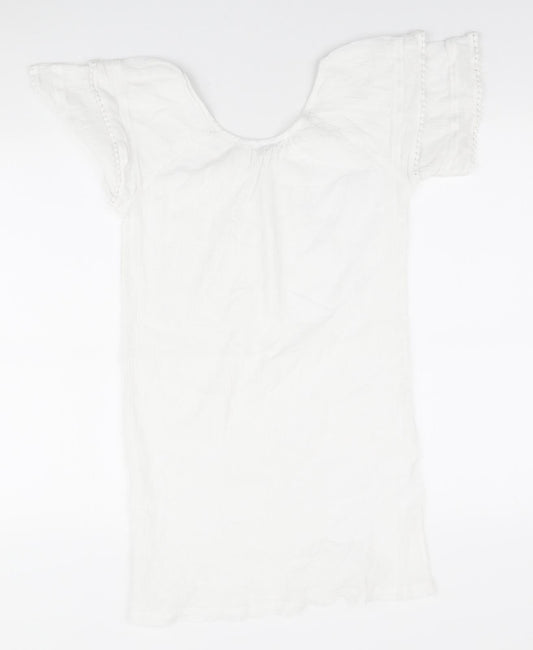 New Look Womens White 100% Cotton Shift Size M Round Neck