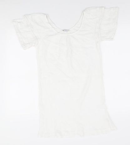 New Look Womens White 100% Cotton Shift Size M Round Neck