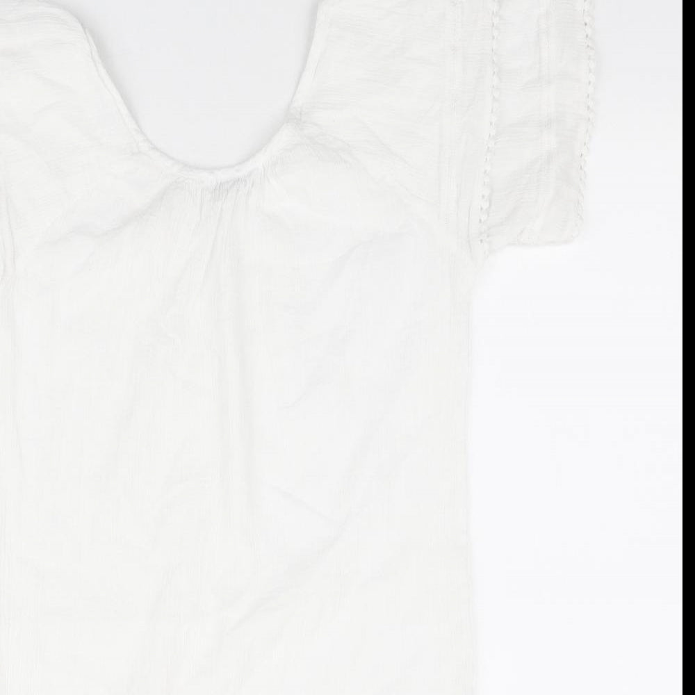 New Look Womens White 100% Cotton Shift Size M Round Neck