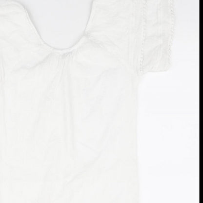 New Look Womens White 100% Cotton Shift Size M Round Neck
