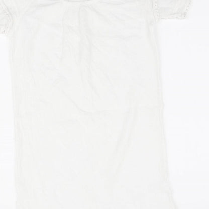 New Look Womens White 100% Cotton Shift Size M Round Neck