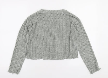 beshka Womens Green Round Neck Polyester Pullover Jumper Size XS