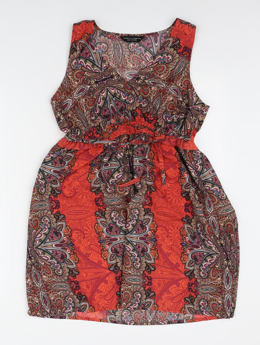 Dorothy Perkins Womens Red Paisley Polyester Mini Size 12 V-Neck