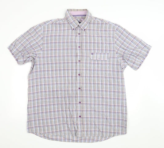 Mens UK Size XL Oakman Multicoloured  Button-Up Short Sleeve Casual Shirt
