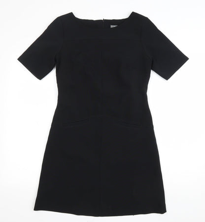 South Womens Black Polyester A-Line Size 8 Boat Neck Zip