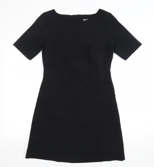South Womens Black Polyester A-Line Size 8 Boat Neck Zip
