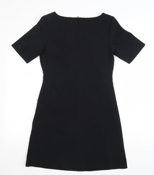 South Womens Black Polyester A-Line Size 8 Boat Neck Zip