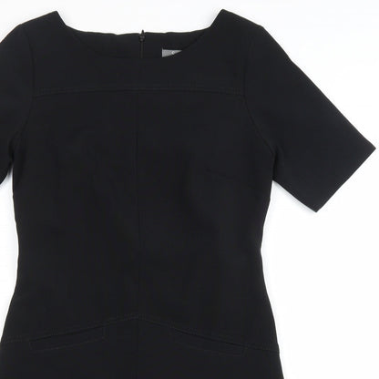 South Womens Black Polyester A-Line Size 8 Boat Neck Zip