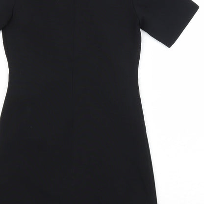 South Womens Black Polyester A-Line Size 8 Boat Neck Zip