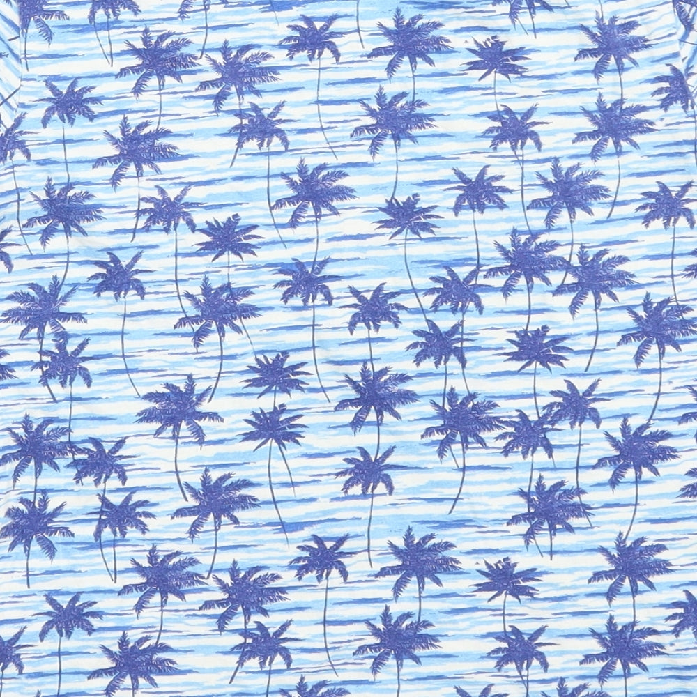 Peacocks Boys Blue Geometric Cotton Basic T-Shirt Size 10-11 Years Round Neck Pullover - Ride the wave