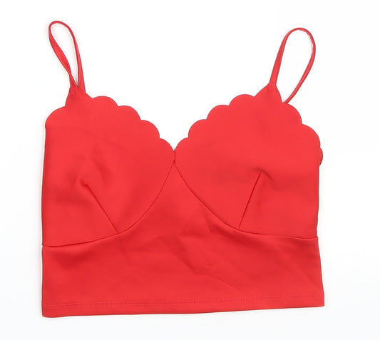 Womens UK Size 10 New Look Red Cropped Tank