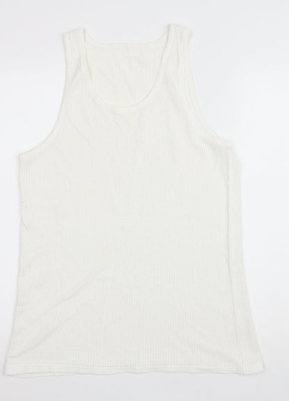 Marks and Spencer Mens Ivory Cotton T-Shirt Size L Round Neck