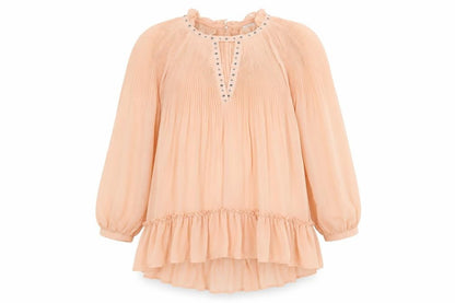 River Island Womens Orange Polyester A-Line Size 14 Crew Neck Button