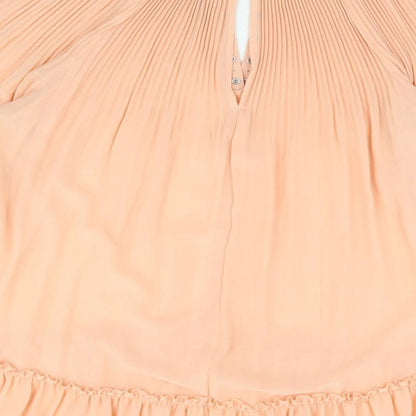 River Island Womens Orange Polyester A-Line Size 14 Crew Neck Button