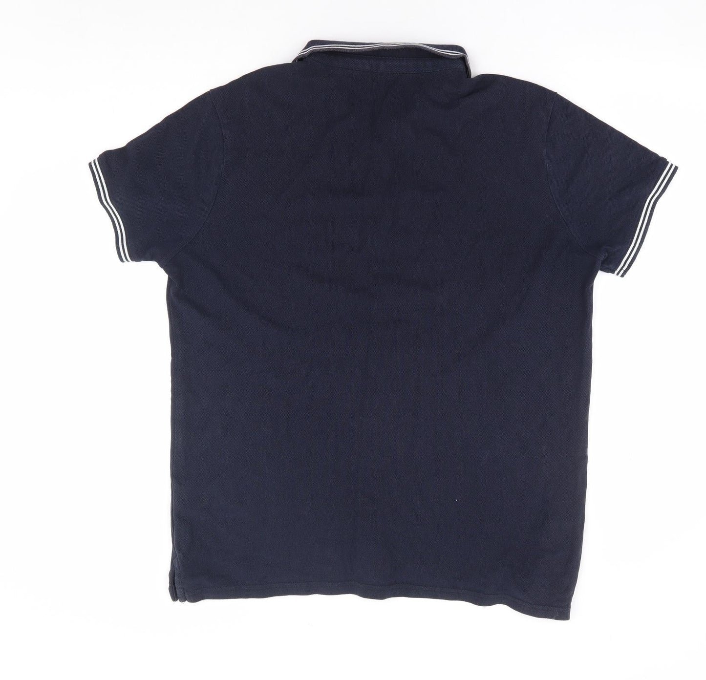 Jeff & co Mens Blue Cotton Polo Size M Collared Button