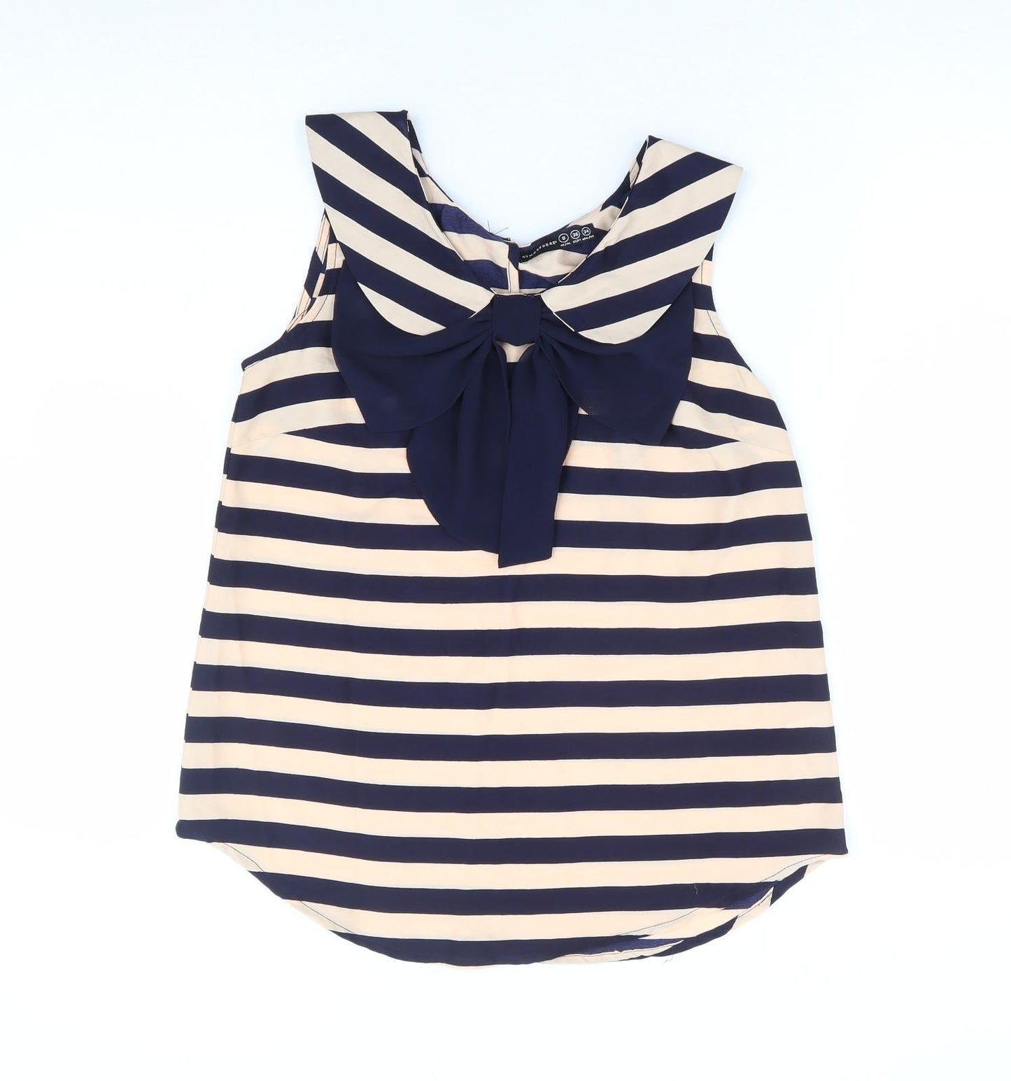 Primark Womens Multicoloured Striped Polyester Basic Blouse Size 8 Collared