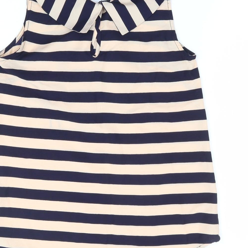 Primark Womens Multicoloured Striped Polyester Basic Blouse Size 8 Collared