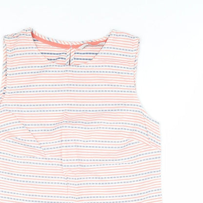 TU Womens Orange Striped 100% Cotton Basic Blouse Size 8 Round Neck