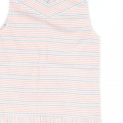 TU Womens Orange Striped 100% Cotton Basic Blouse Size 8 Round Neck