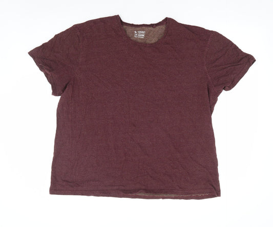 TU Mens Red Geometric Cotton T-Shirt Size 2XL Round Neck