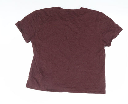 TU Mens Red Geometric Cotton T-Shirt Size 2XL Round Neck