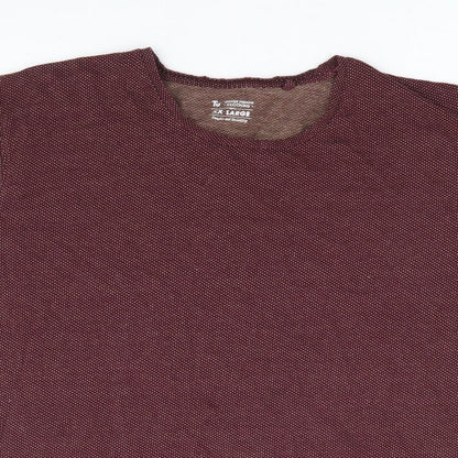 TU Mens Red Geometric Cotton T-Shirt Size 2XL Round Neck