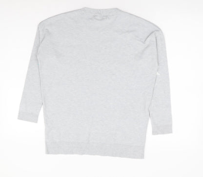 Dunnes Stores Womens Grey Round Neck Geometric Viscose Pullover Jumper Size S - Stars