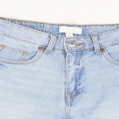 H&M Womens Blue Cotton Cut-Off Shorts Size 8 L6 in Regular Zip - Distressed Hems
