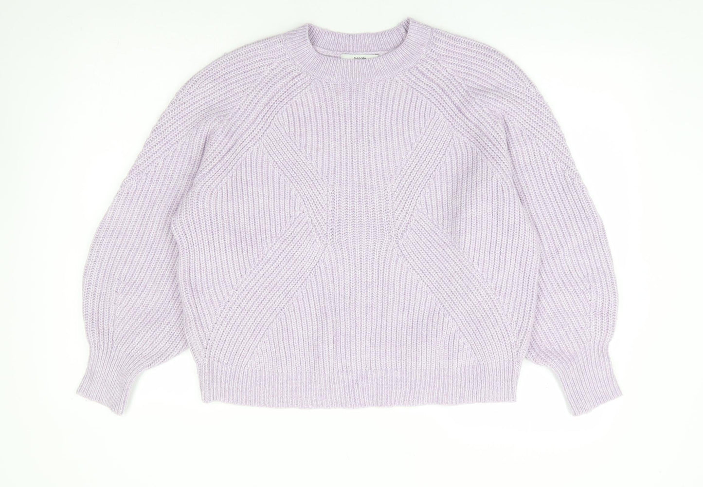 George Womens Purple Crew Neck Acrylic Pullover Jumper Size S