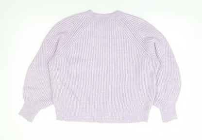George Womens Purple Crew Neck Acrylic Pullover Jumper Size S