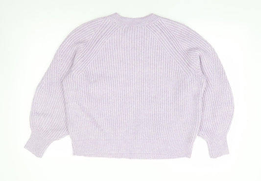 George Womens Purple Crew Neck Acrylic Pullover Jumper Size S