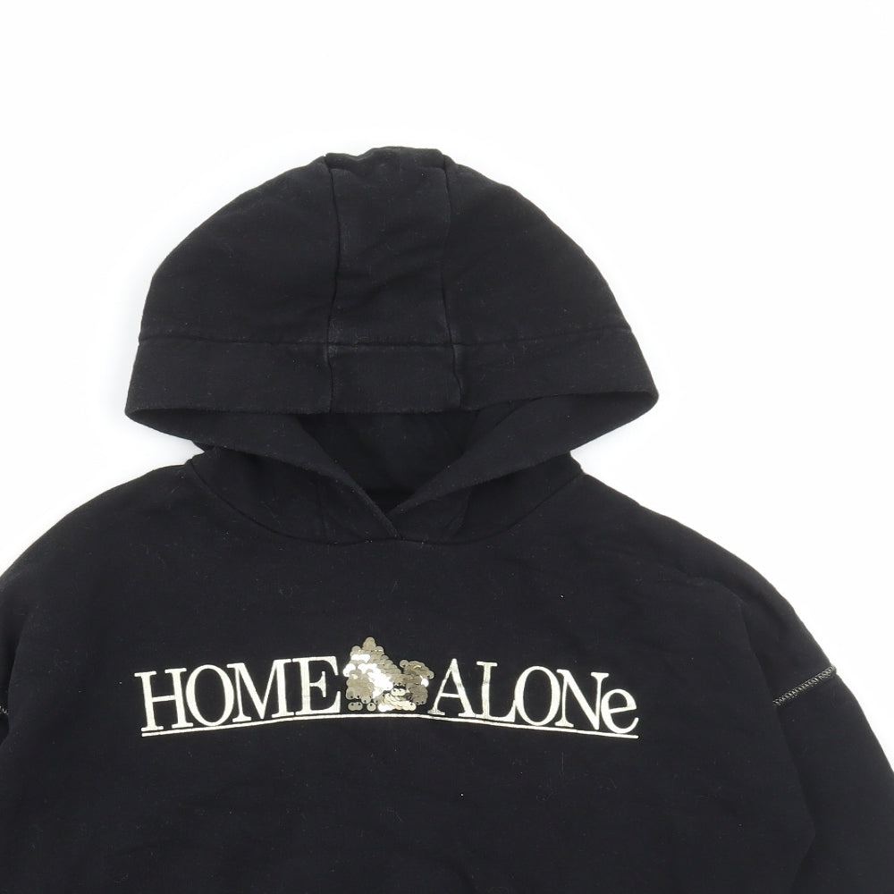 Marks and Spencer Girls Black Cotton Pullover Hoodie Size 9-10 Years Pullover - Home Alone