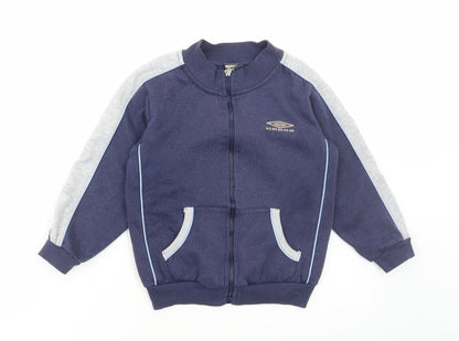 Umbro Boys Blue Cotton Full Zip Sweatshirt Size 5-6 Years Zip