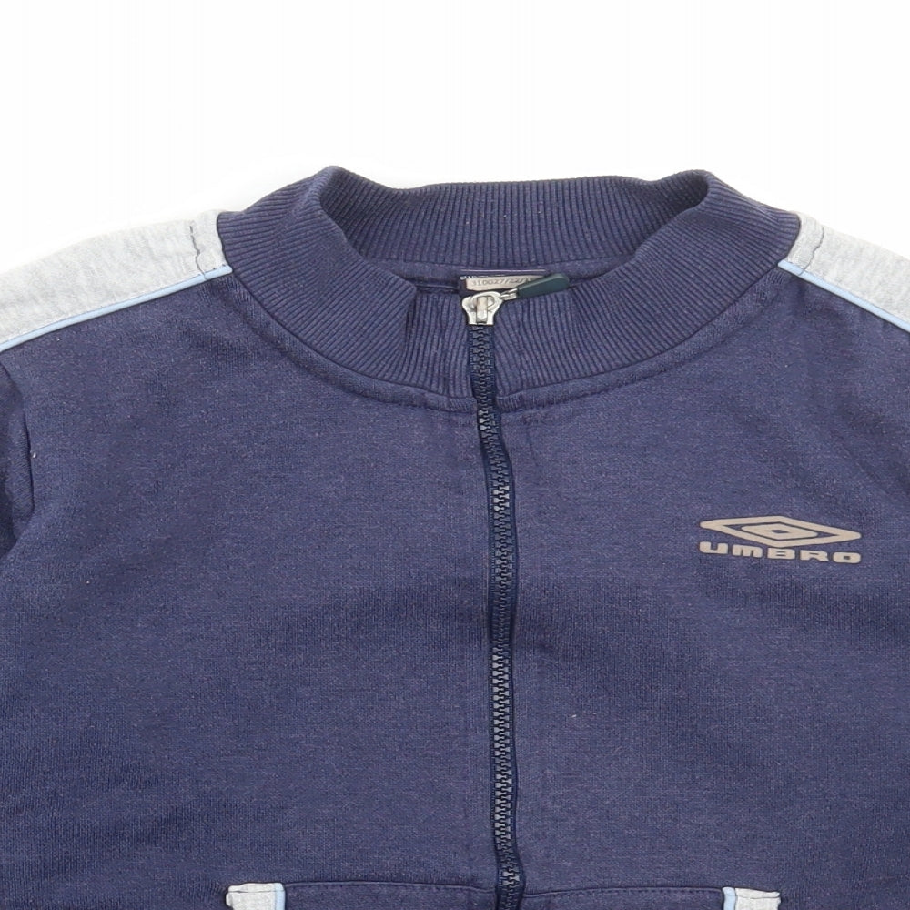 Umbro Boys Blue Cotton Full Zip Sweatshirt Size 5-6 Years Zip