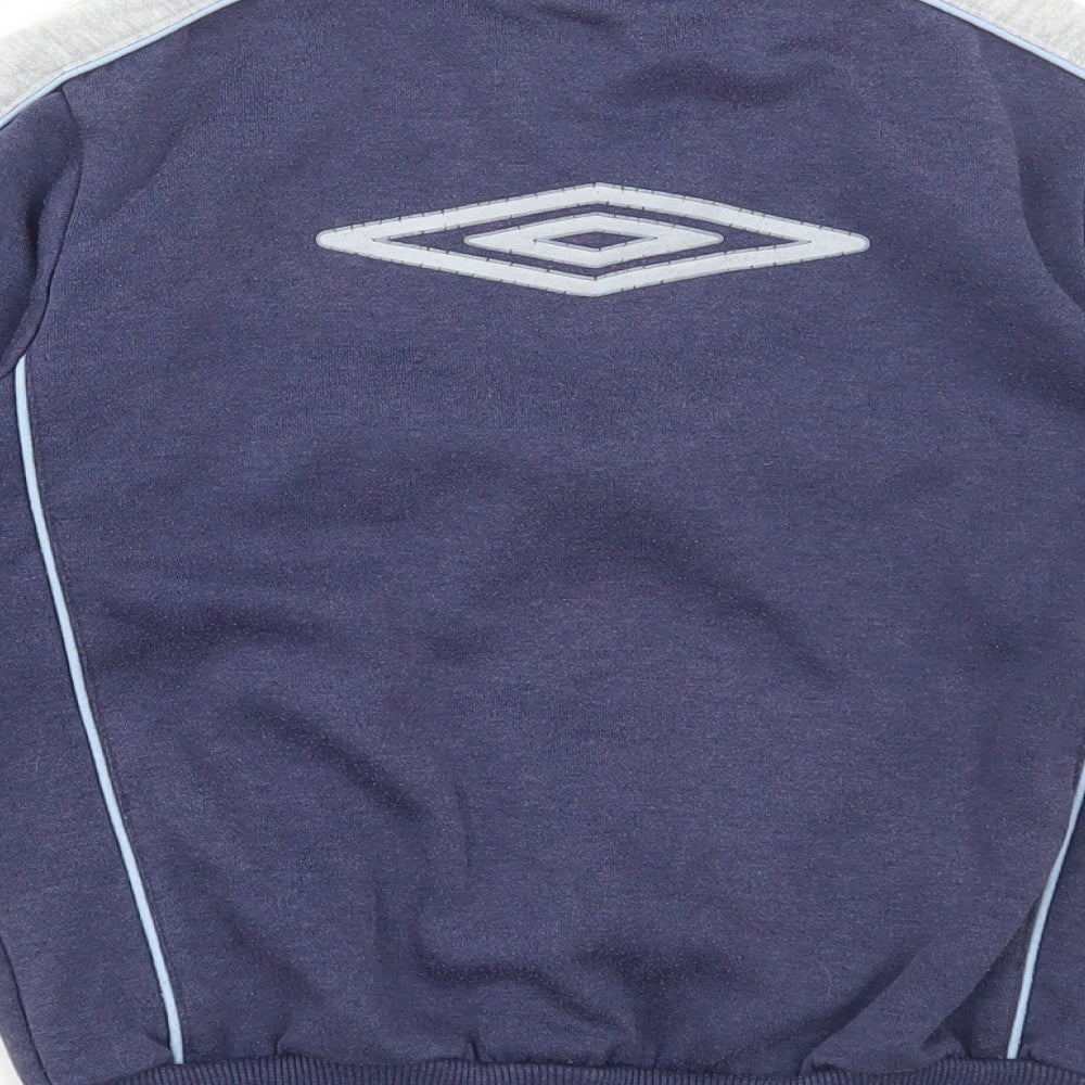 Umbro Boys Blue Cotton Full Zip Sweatshirt Size 5-6 Years Zip