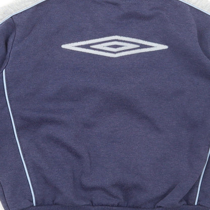 Umbro Boys Blue Cotton Full Zip Sweatshirt Size 5-6 Years Zip
