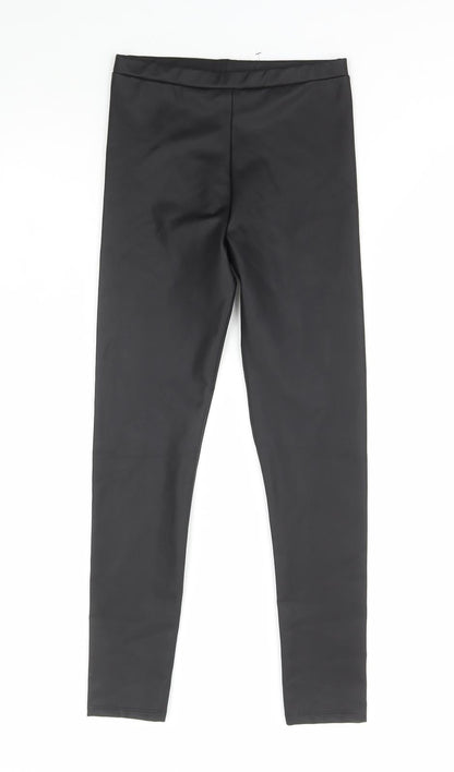 TU Girls Black Polyester Jegging Trousers Size 9 Months Regular Pullover - Faux Leather