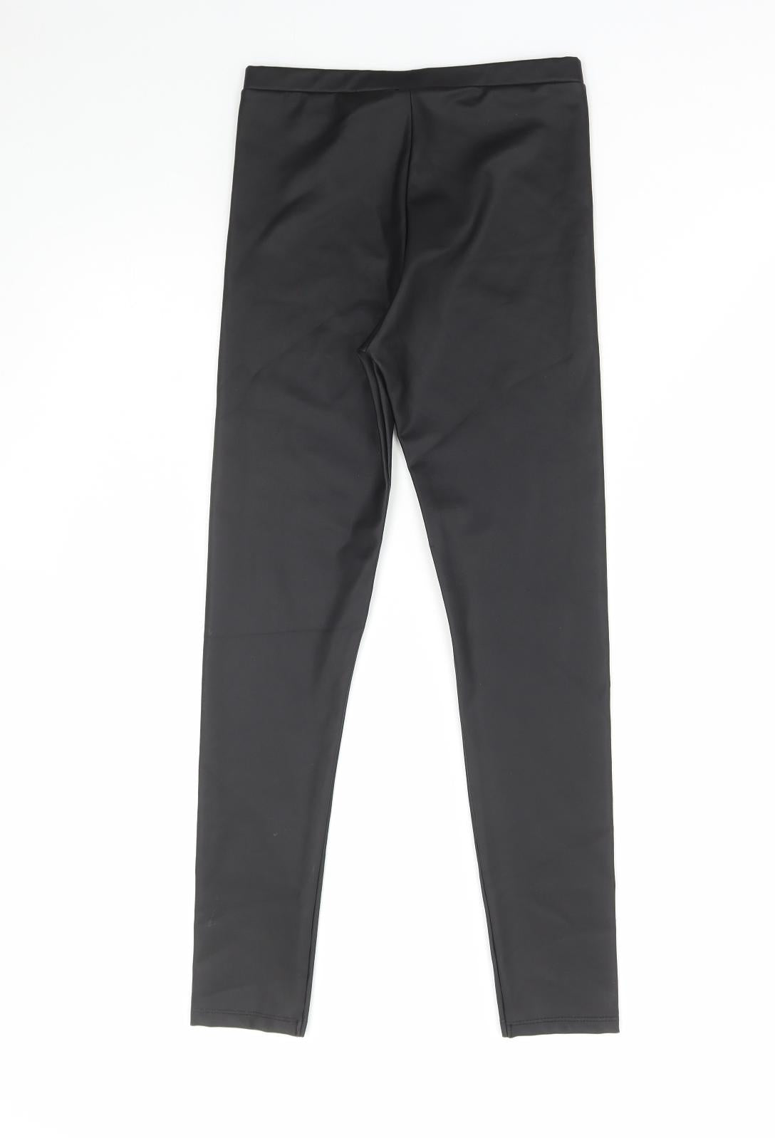 TU Girls Black Polyester Jegging Trousers Size 9 Months Regular Pullover - Faux Leather