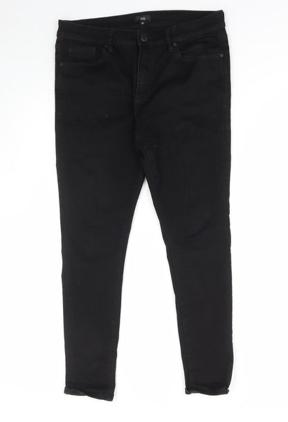 River Island Womens Black Cotton Skinny Jeans Size 32 in L30 in Regular Zip