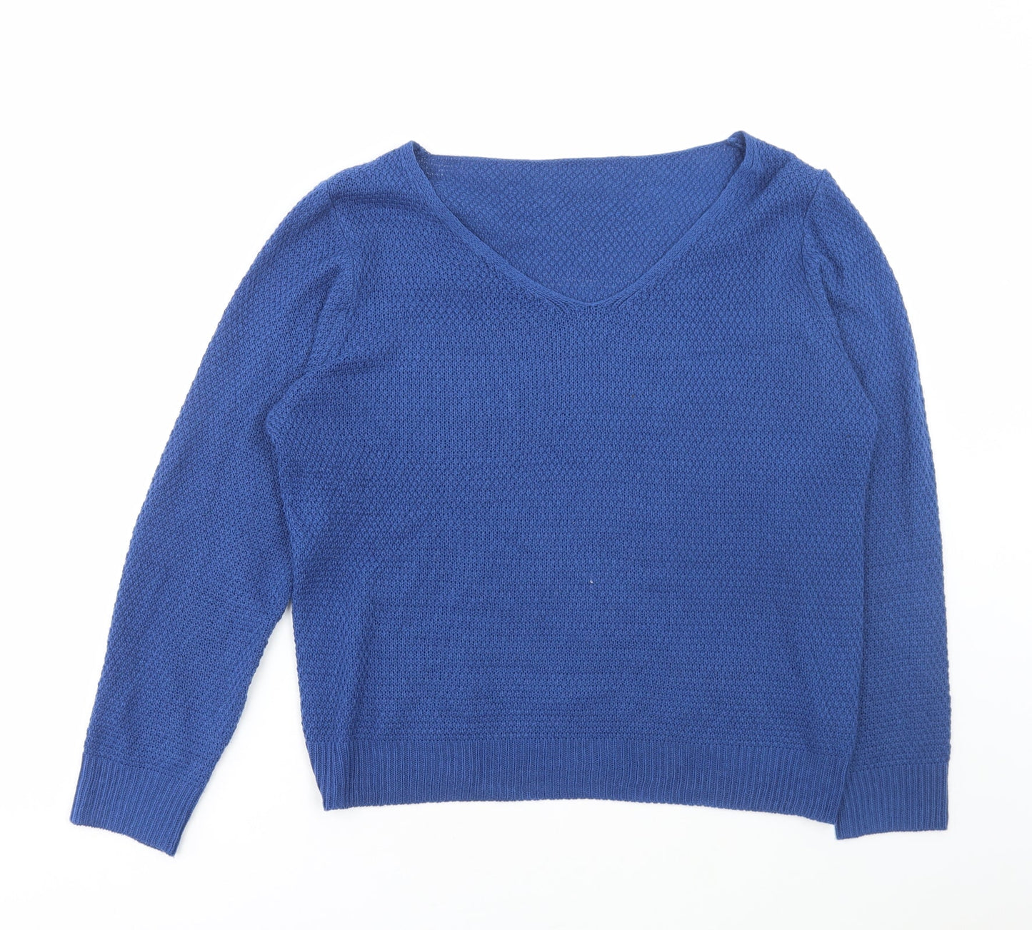 SheIn Womens Blue Scoop Neck Acrylic Pullover Jumper Size L