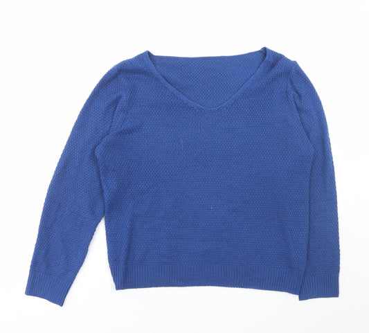 SheIn Womens Blue Scoop Neck Acrylic Pullover Jumper Size L