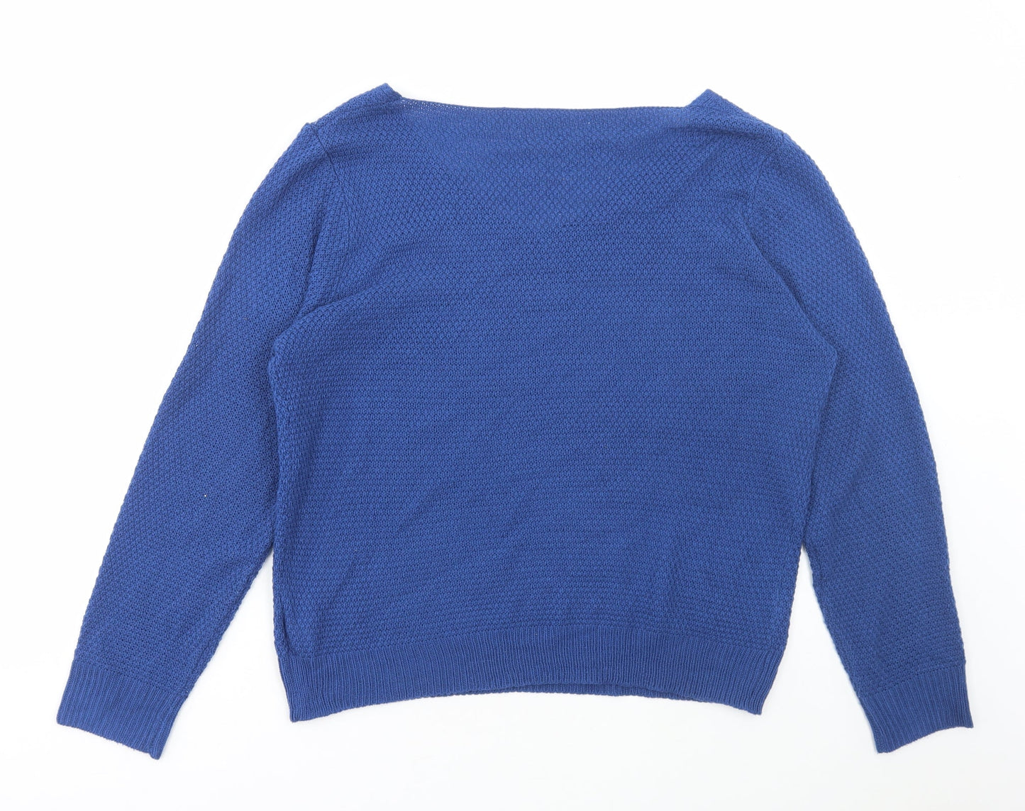 SheIn Womens Blue Scoop Neck Acrylic Pullover Jumper Size L