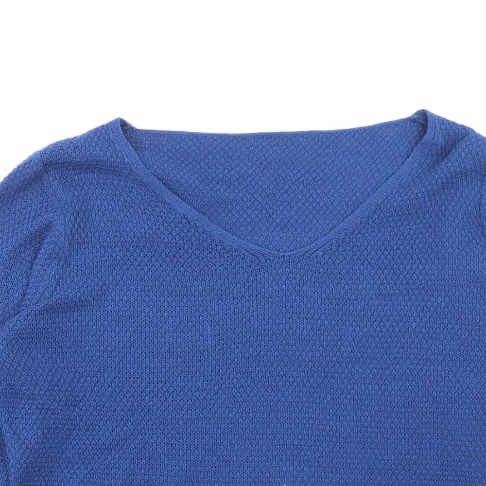 SheIn Womens Blue Scoop Neck Acrylic Pullover Jumper Size L