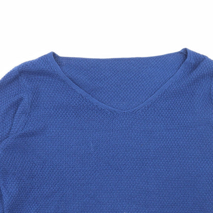 SheIn Womens Blue Scoop Neck Acrylic Pullover Jumper Size L
