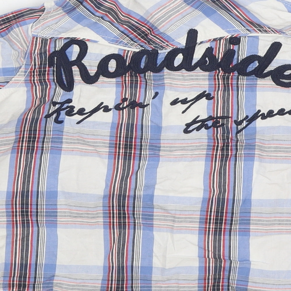 Dunnes Stores Boys Blue Plaid 100% Cotton Basic Button-Up Size 4 Years Collared Button