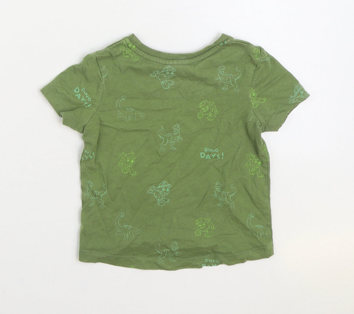 George Boys Green Geometric 100% Cotton Basic T-Shirt Size 12-18 Months Round Neck Pullover - Paw Patrol