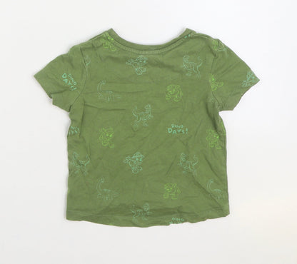 George Boys Green Geometric 100% Cotton Basic T-Shirt Size 12-18 Months Round Neck Pullover - Paw Patrol