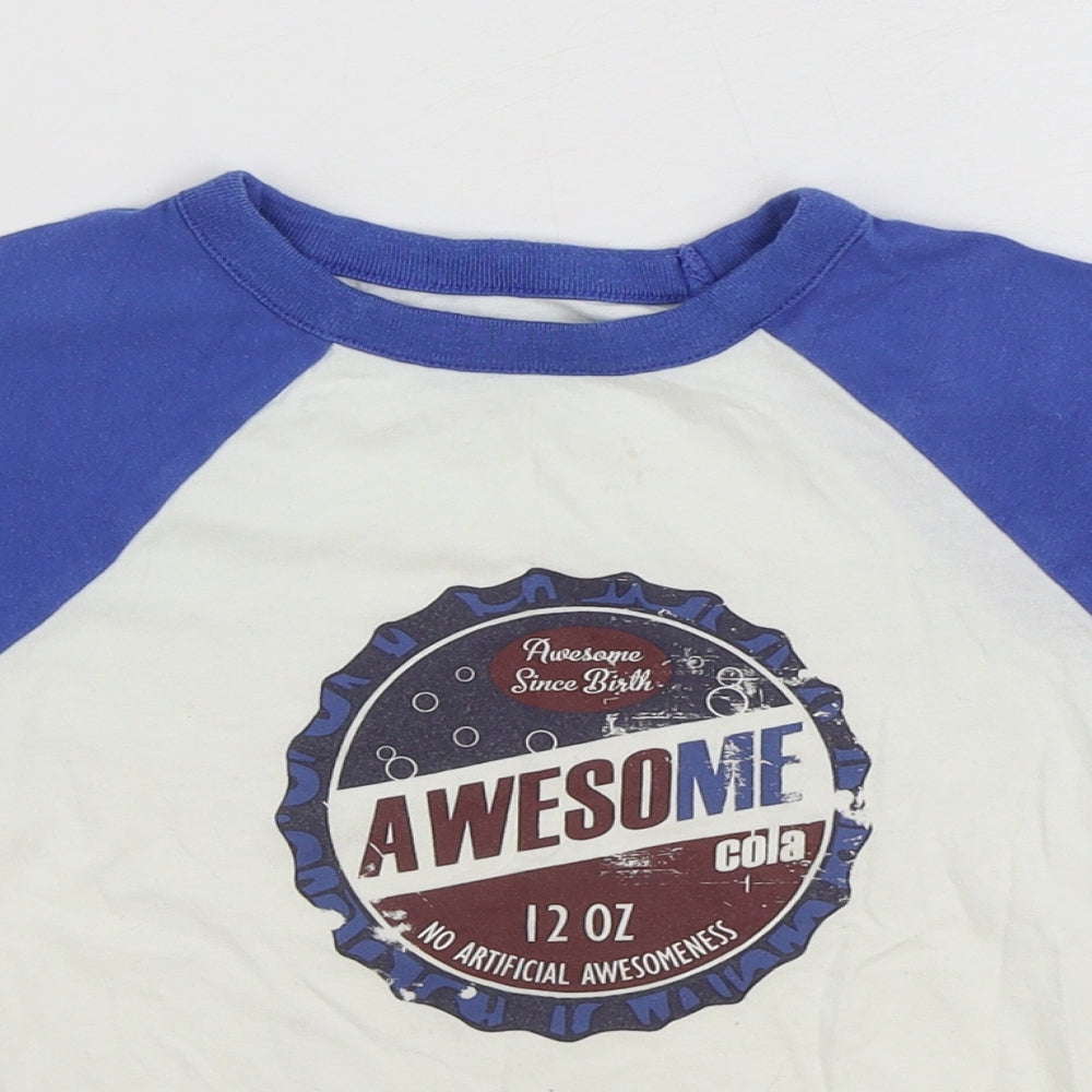 Cherokee Boys White 100% Cotton Basic T-Shirt Size 4-5 Years Round Neck Pullover - Awesome