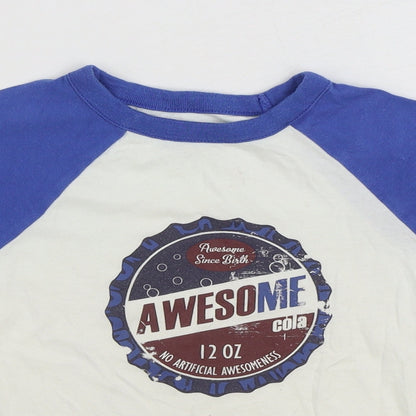 Cherokee Boys White 100% Cotton Basic T-Shirt Size 4-5 Years Round Neck Pullover - Awesome