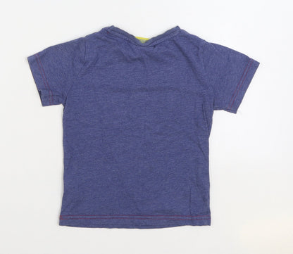 Rebel Boys Blue 100% Cotton Basic T-Shirt Size 4-5 Years Round Neck Pullover - Minions